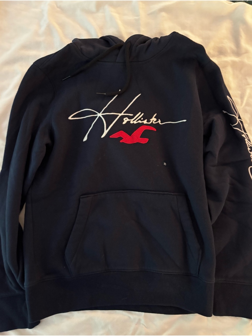 Hollister Navy Logo Hoodie Sweatshirt XS NWT